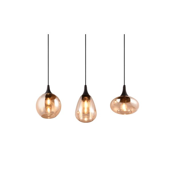 Lustră neagră/portocalie cu abajur din sticlă Lumina – Trio-image-2