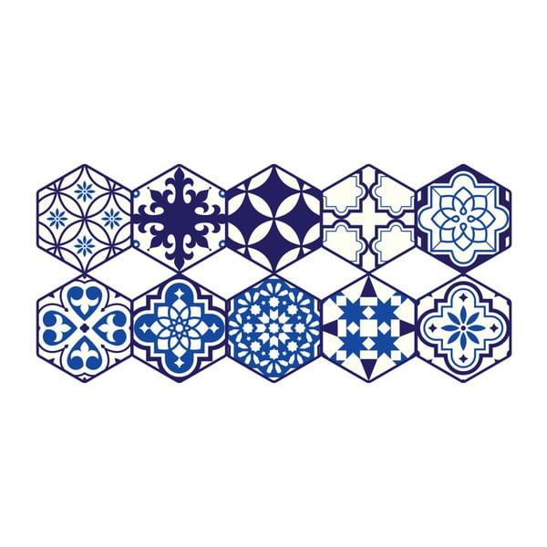 Set 10 autocolante de podea Ambiance Hexagons Jeny, 40 x 90 cm
