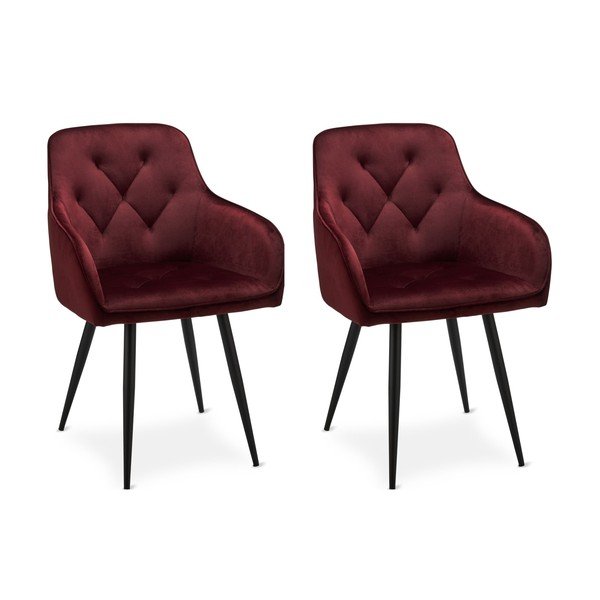 Scaune de dining burgundy 2 buc. din catifea Nadja – Furnhouse-image-3