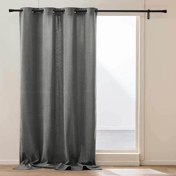 Draperie gri antracit termoizolantă din catifea reiată 140x260 cm Madison – douceur d'intérieur