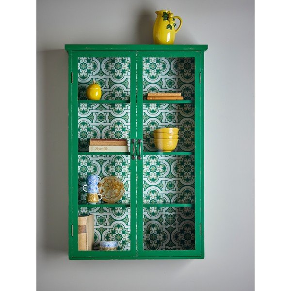 Vitrină verde din lemn de brad suspendată 81x122x22 cm Hazem – Bloomingville-image-1