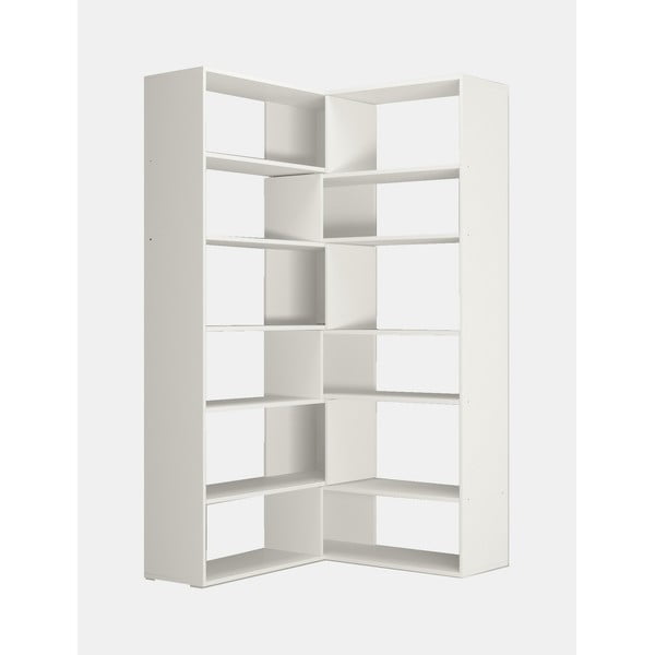 Bibliotecă pe colț Twin, înălțime 179 cm, alb-image-2