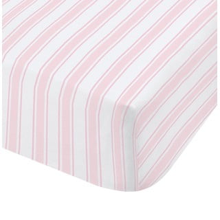 Cearșaf din bumbac Bianca Check And Stripe, 135 x 190 cm, alb - roz