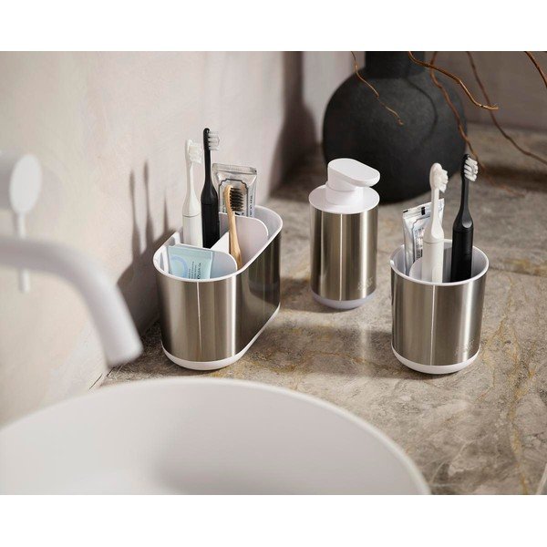 Suport pentru periuța de dinți argintiu din oțel inoxidabil Duo Steel – Joseph Joseph-image-4