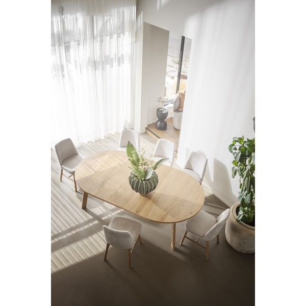 Masă de dining natural  rotundă extensibilă cu aspect de lemn de stejar ø 130 cm Glenside – Rowico-image-4