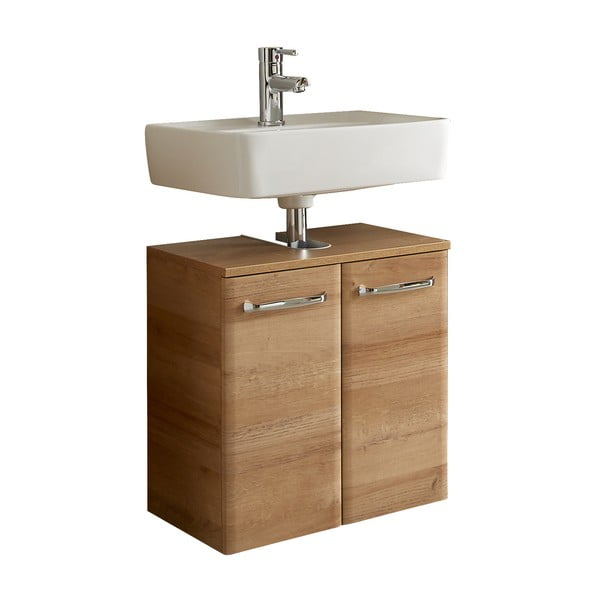 Dulap fără chiuvetă în culoare naturală suspendat cu aspect de lemn de stejar 53x60 cm Quickset 318 – Pelipal-image-2