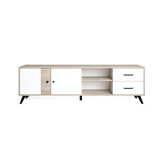 Comodă TV albă cu aspect de stejar 181x53 cm Sahara - Marckeric