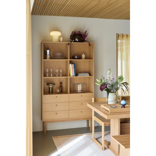 Bibliotecă în culoare naturală cu aspect de lemn de stejar 110x190x35 cm Read – Hübsch-image-1