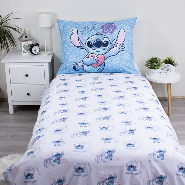 Lenjerie de pat pentru copii albastră din bumbac pentru pat de o persoană 140x200 cm Lilo and Stitch "Wave" – Jerry Fabrics-image-2