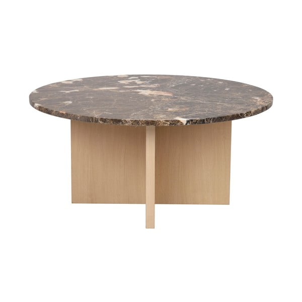 Măsuță de cafea maro/în culoare naturală rotundă din marmură 90x90 cm Brooksville - Rowico-image-3