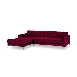Colțar din catifea cu extensie pe partea stângă Cosmopolitan Design Bali, roșu