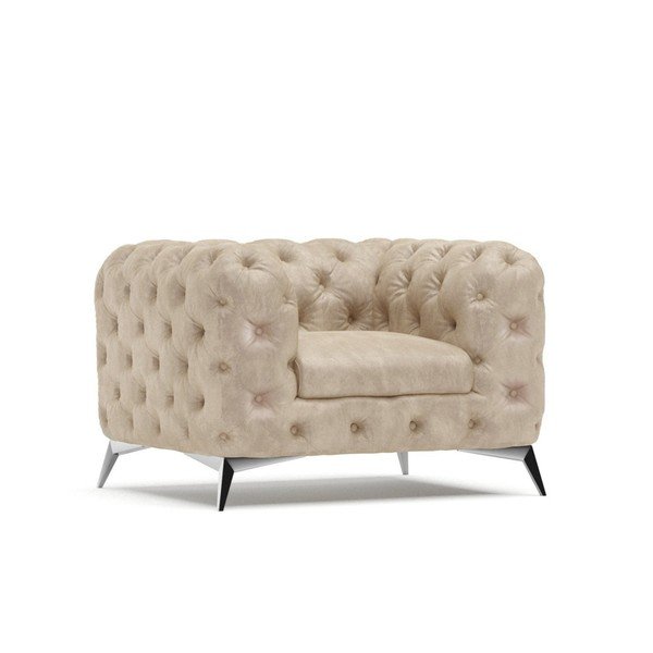 Fotoliu bej cu tapițerie din catifea Chelsea – Ropez