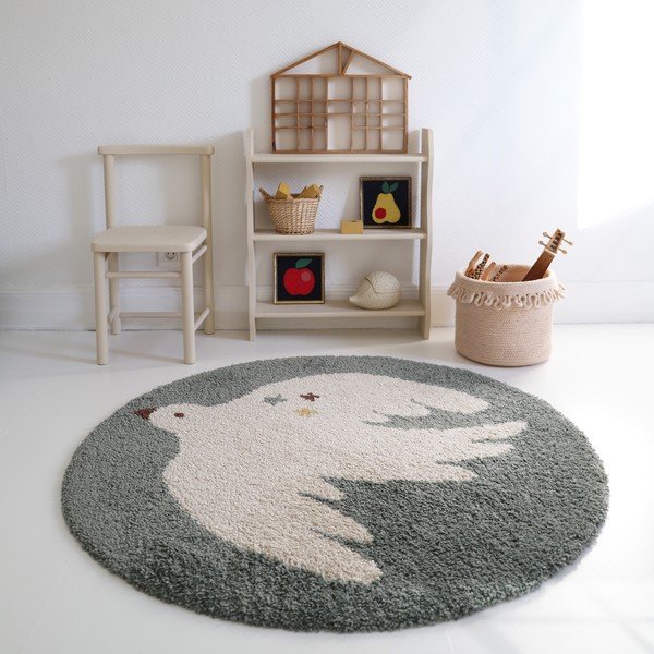 Covor pentru copii verde deschis ø120 cm Bohemian Bird Aqua – Nattiot-image-2