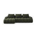 Colțar verde extensibil/cu spațiu de depozitare cu tapițerie din catifea (cu colț pe partea stângă/cu șezlong) Linz – Cosmopolitan Design