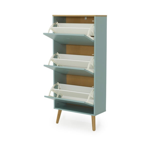 Pantofar cu detalii în decor de stejar și 3 compartimente Tenzo Dot, verde-image-3