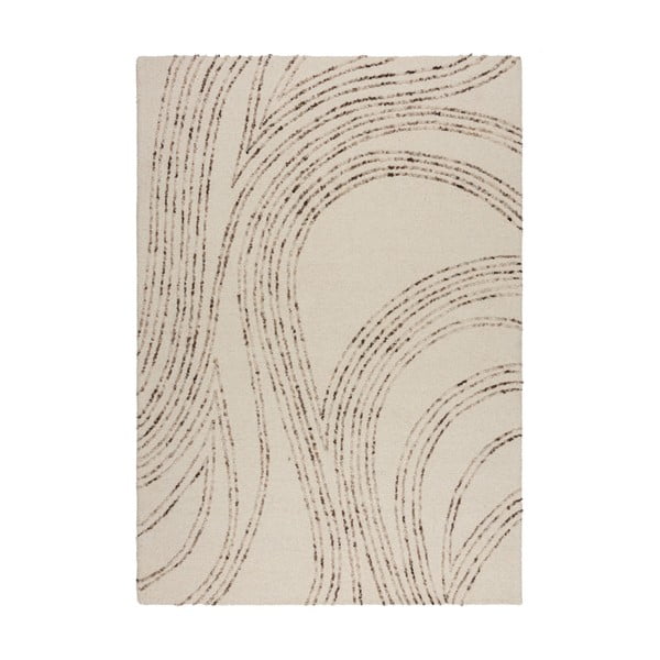 Covor maro/crem din lână 120x170 cm Abstract Swirl – Flair Rugs