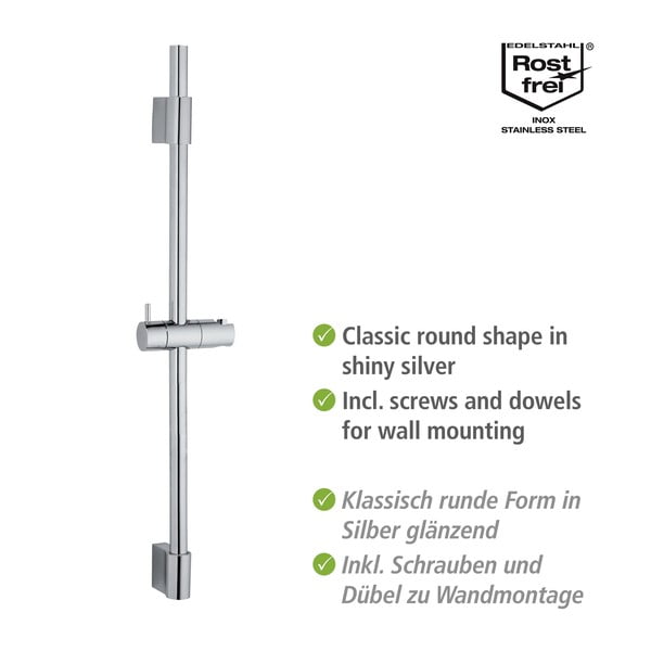 Tijă de duș argintiu-lucios de montat pe perete din oțel inoxidabil 70 cm Classic – Wenko-image-2