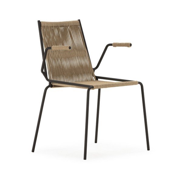 Scaune de dining bej cu cotiere/stivuibile 2 buc. din metal Emily – Marckeric