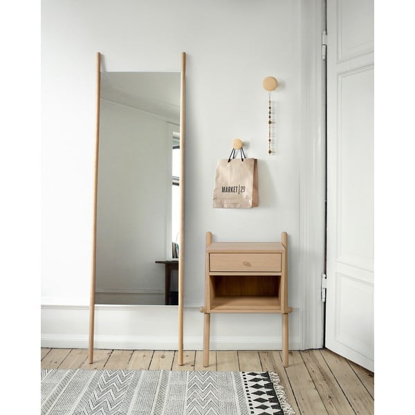 Noptieră în culoare naturală cu aspect de lemn de stejar Wiru – Woodman-image-1