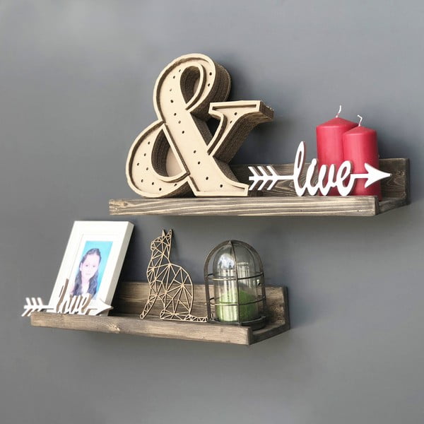 Set 2 rafturi din lemn pentru perete Simple-image-1
