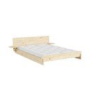 Pat matrimonial în culoare naturală deschisă din lemn de pin cu somieră 180x200 cm Latch – Karup