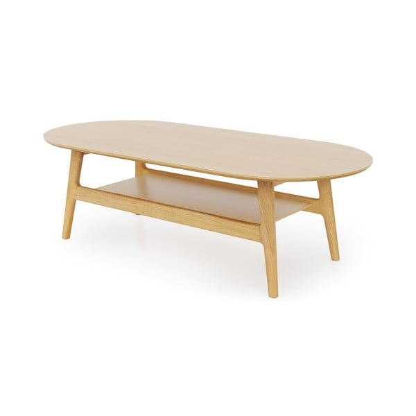 Măsuță de cafea în culoare naturală cu aspect de lemn de stejar 60x130 cm Curved – Woodman-image-2