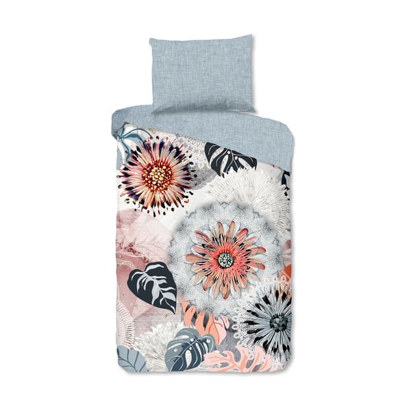 Lenjerie de pat gri din flanelă pentru pat de o persoană 140x200 cm Ralvira – HIP