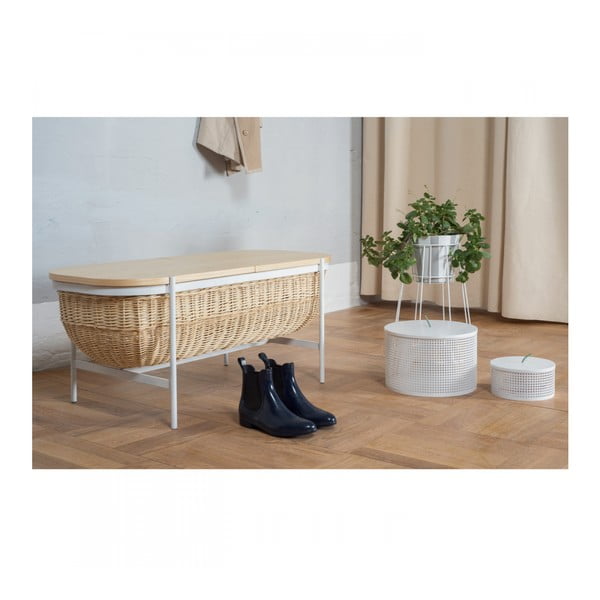 Bancă cu spațiu pentru depozitare OK Design Willow, alb - crem-image-3