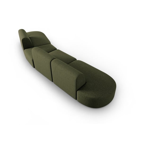 Canapea verde cu tapițerie din chenille cu colț pe partea dreaptă 428 cm Paolo – Milo Casa-image-3