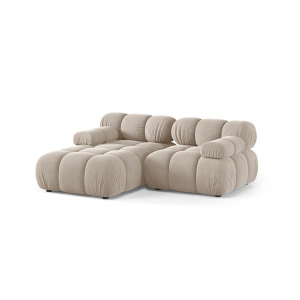 Colțar modular crem cu tapițerie din catifea (cu colț pe partea stângă/cu șezlong) – Micadoni -image-2