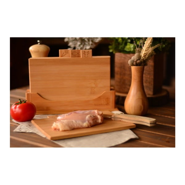 Set 4 tocătoare din bambus cu suport Bambum Tapenade-image-2