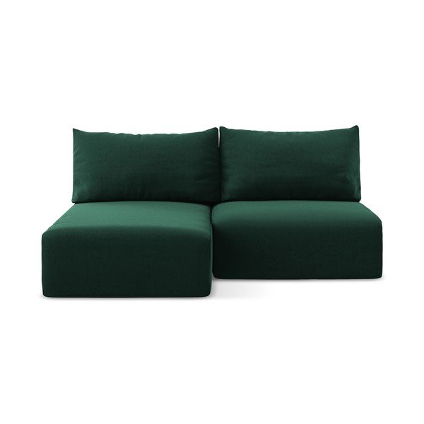 Colțar verde închis extensibil/cu spațiu de depozitare cu tapițerie din catifea (cu colț pe partea stângă/cu șezlong) Kalena – Makamii