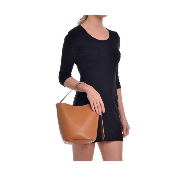 Geantă de mână tote din piele Luisa Vannini, maro-image-4