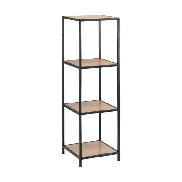 Bibliotecă neagră/în culoare naturală cu aspect de lemn de stejar 37x120 cm Seaford – Actona-image-2