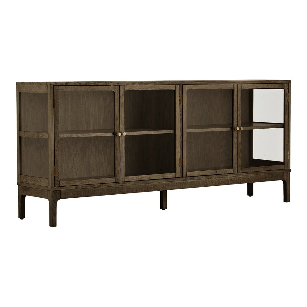 Vitrină maro închis cu aspect de lemn de stejar 180x80x40 cm Zamora – House Nordic