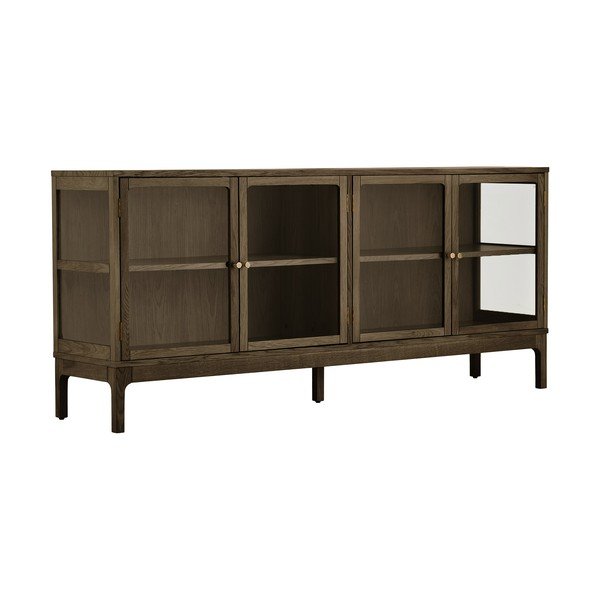 Vitrină maro închis cu aspect de lemn de stejar 180x80x40 cm Zamora – House Nordic
