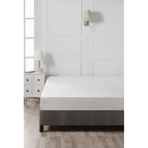 Cearceaf alb din bumbac cu elastic 160x200 cm - Mijolnir-image-2
