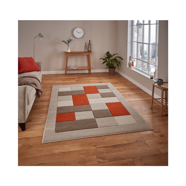 Covor Think Rugs Matrix , 60 x 120 cm, portocaliu - gri-image-3