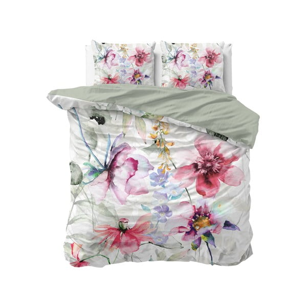 Lenjerie de pat din bumbac, pentru pat dublu Dreamhouse Water Flowers Multi, 200 x 200 cm