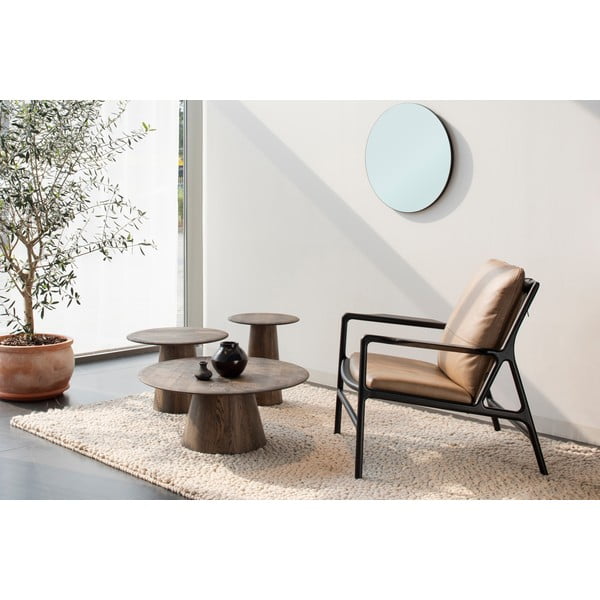 Măsuță de cafea maro rotundă din lemn de stejar ø 80 cm Mushroom – Gazzda-image-1