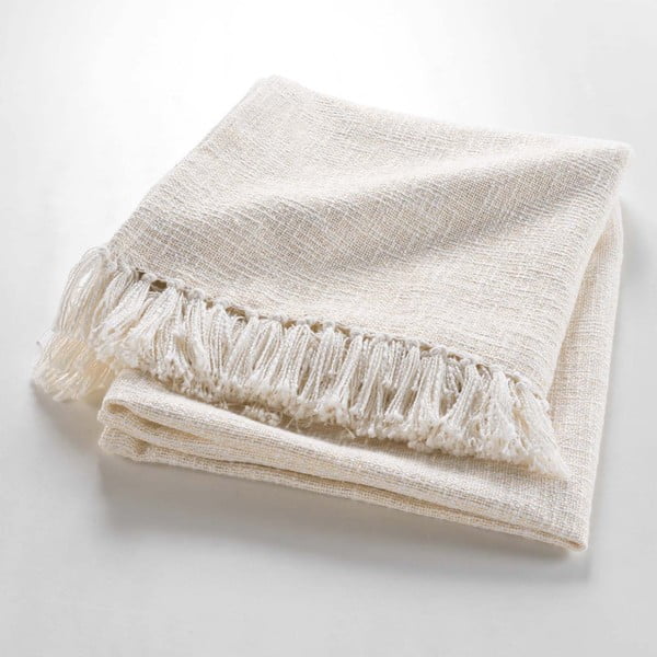 Pătură crem din amestec de bumbac 125x150 cm Ziggy – douceur d'intérieur