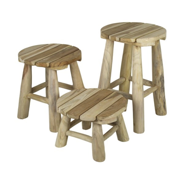 Set 3 scaune din lemn de tec HSM collection