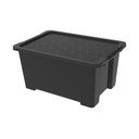 Cutie de depozitare  negru lucios din plastic cu capac Evo Easy - Rotho