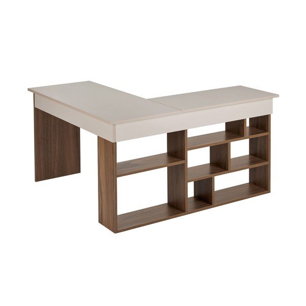 Birou cu aspect de lemn de nuc 120x130 cm Vesper – Kalune Design