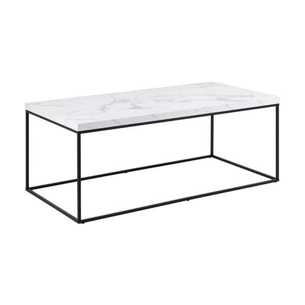 Măsuță de cafea albă cu blat cu aspect de marmură 55x110 cm Barossa – Actona-image-3