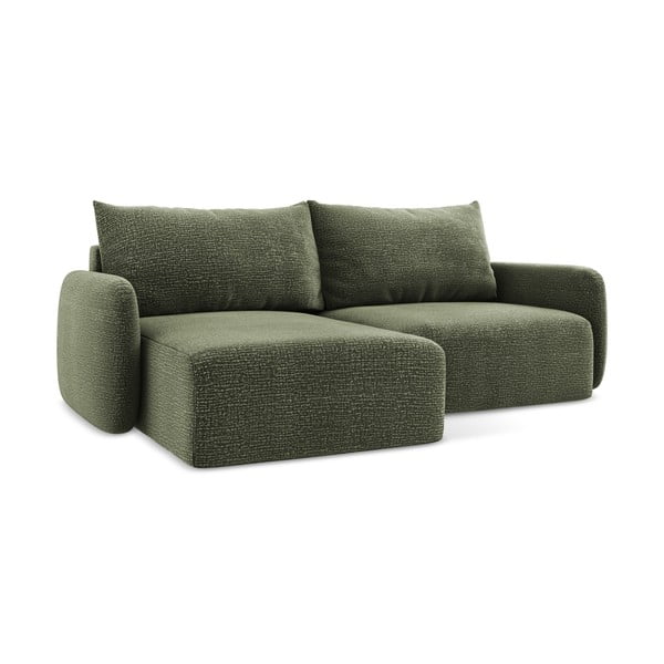 Colțar verde extensibil/cu spațiu de depozitare (cu colț pe partea stângă) Kalena – Makamii-image-1