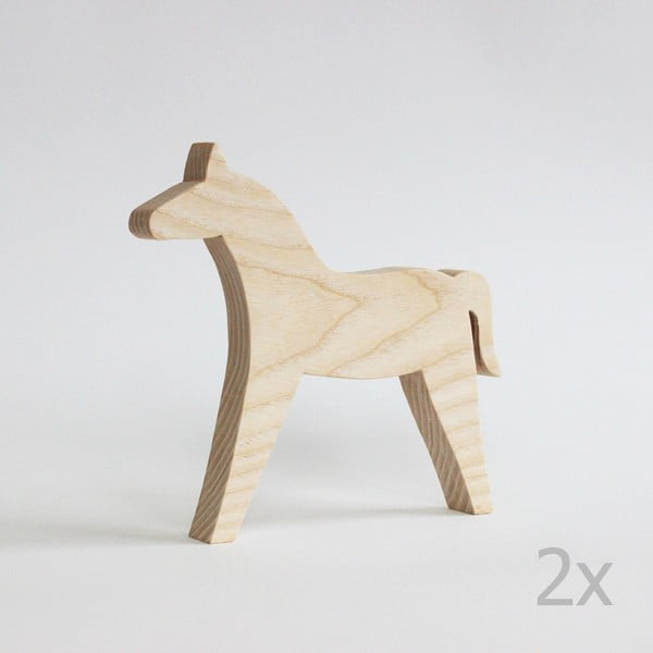Set 2 decorațiuni din lemn de frasin Matela Original Furniture Horse