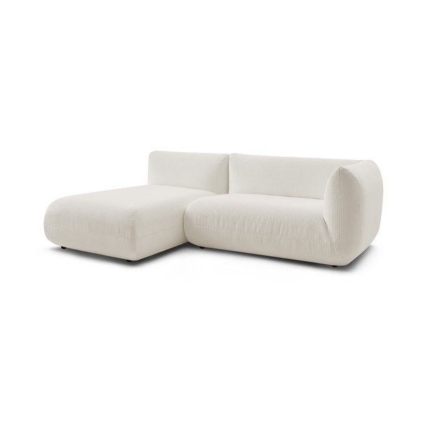 Colțar alb cu tapițerie din catifea reiată  (cu colț  pe partea stângă ) Lecomte – Bobochic Paris-image-3