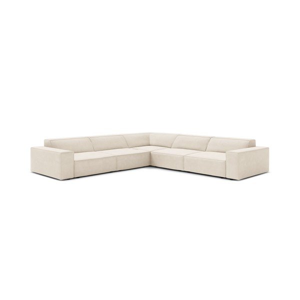 Colțar modular crem cu tapițerie din catifea (în formă de ”L”) Jodie – Micadoni 