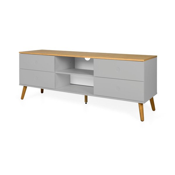 Masă TV cu detalii în decor de stejar Tenzo Dot, lățime 162 cm, gri-image-3